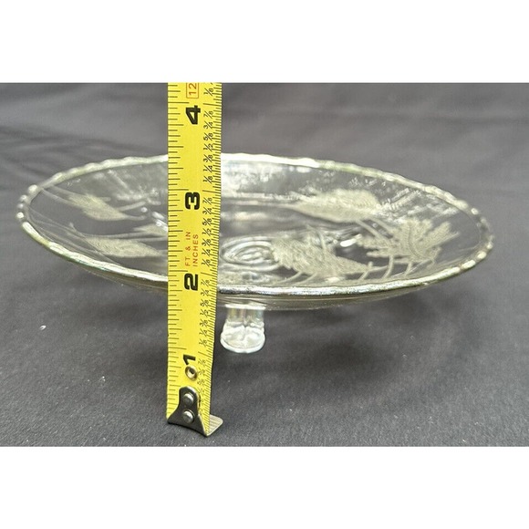 Vintage Silver Overlay Blowing Leaves Dish 3 Leg Gently Scalloped Edges MCM -S8 - Picture 6 of 8